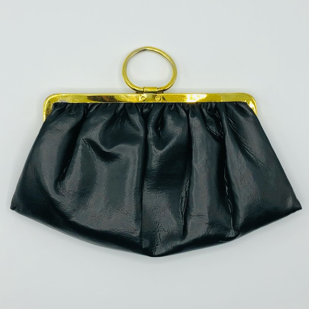 Vintage Leather Purse with a Gold Handle and Clasp
